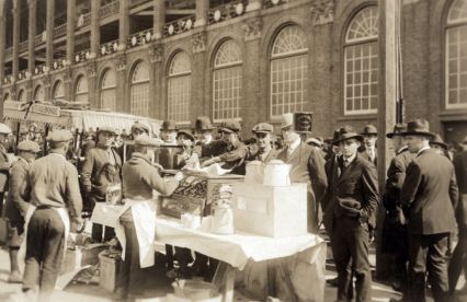 Hot Dog Vendors Sell to Fans at Ebbets Field, Brooklyn, New York